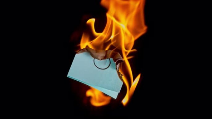 SLO MO LD蓝色纸片，带有手绘男性符号着火