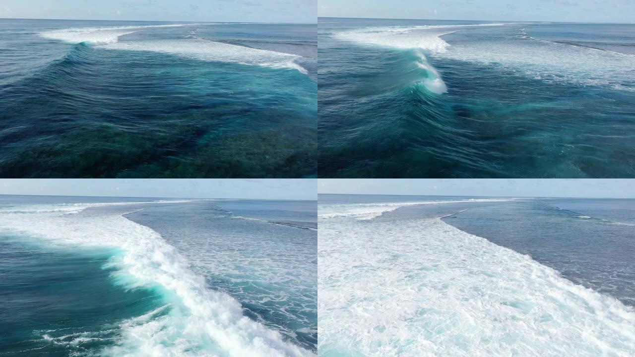 波浪卷起白色沙滩大海实拍视频海浪翻滚