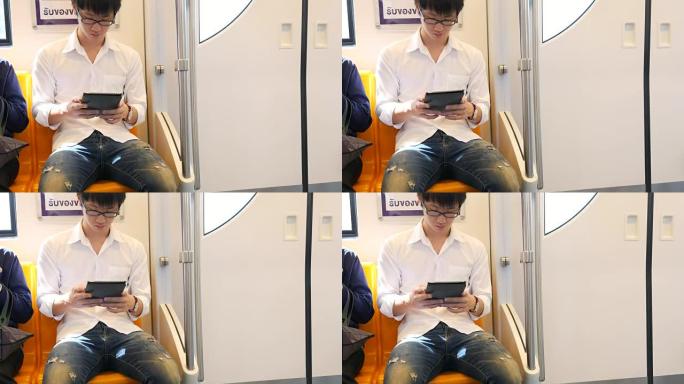 在火车上使用数字平板电脑