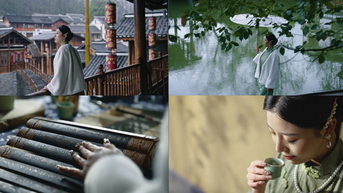 烟雨 品茶 品酒 感受 下雨