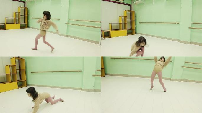 跳舞现代芭蕾的小女孩太可爱了