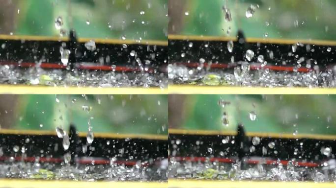 花园/泰国喷泉水的超慢动作