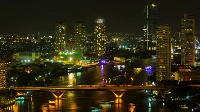 Chaophra其中的river night,曼谷