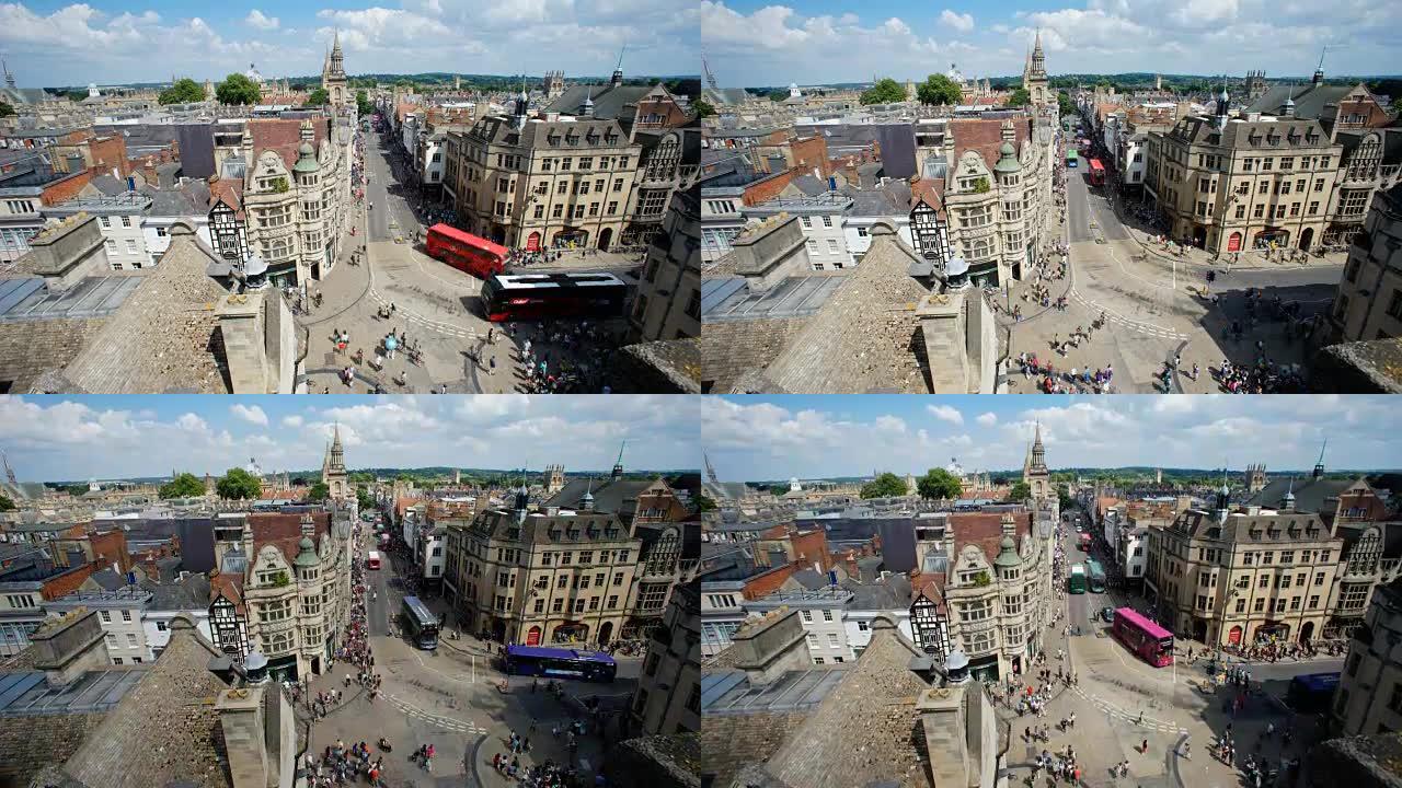 英国英格兰牛津市的俯视图时间流逝