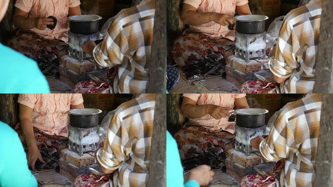缅甸工厂妇女手工热封豆腐膏包装