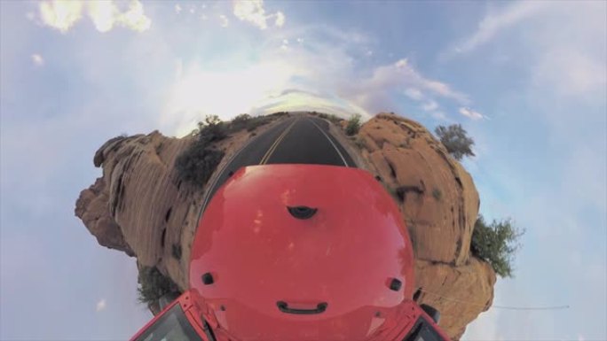 加利福尼亚的暑假: 360相机驾驶拱门国家公园的道路