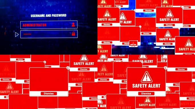 屏幕上的安全警报警告错误弹出通知框。