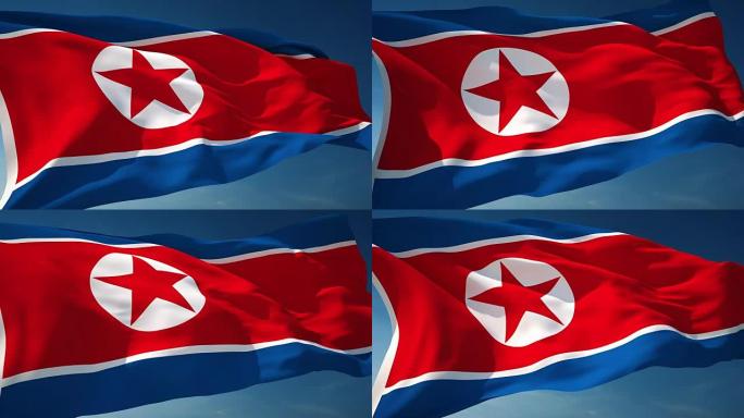 4K朝鲜国旗-可循环