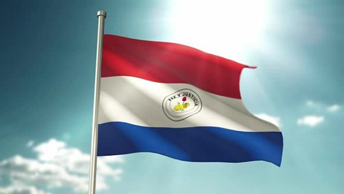 4 k巴拉圭国旗旗帜旗杆红旗飘扬