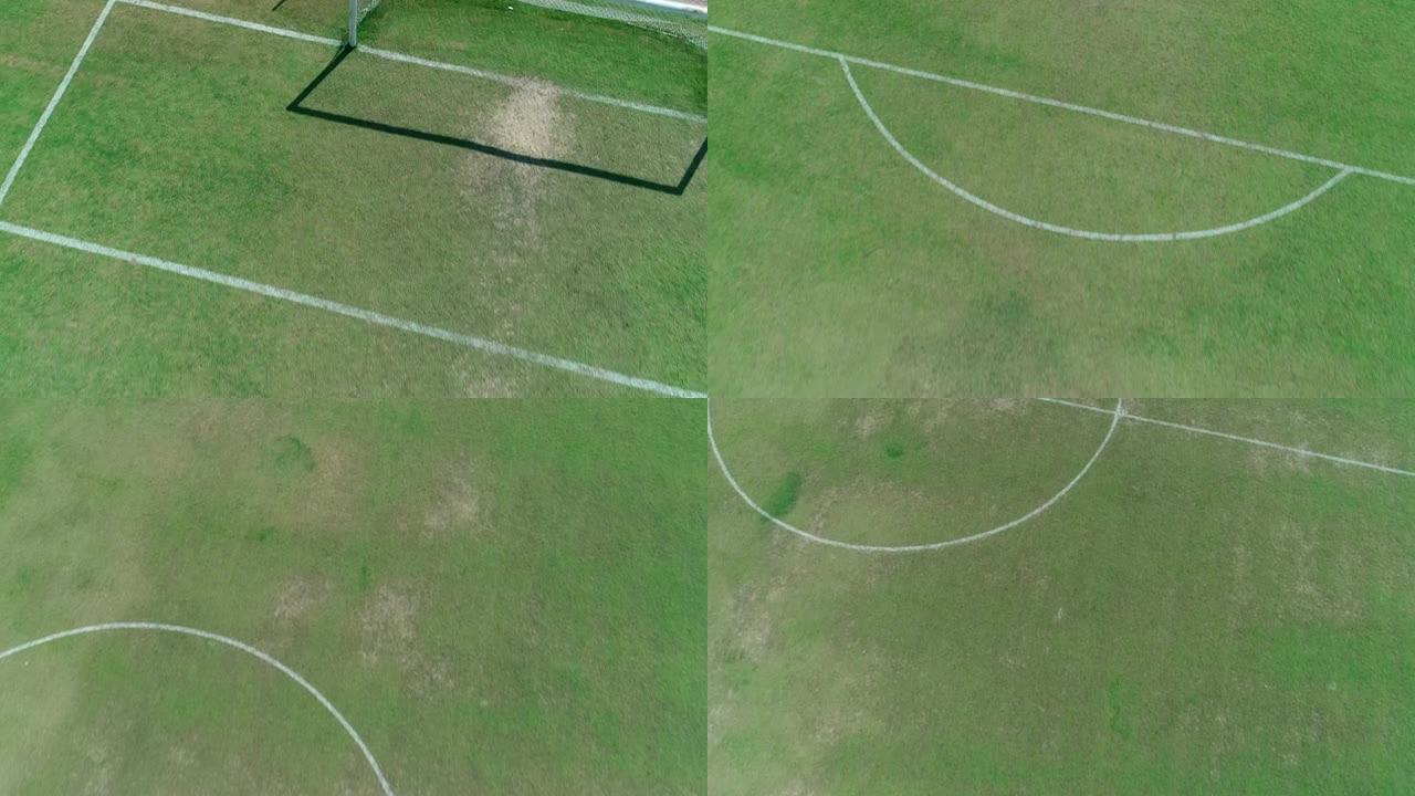 俯视图，体育场足球4k分辨率无人机空中射击