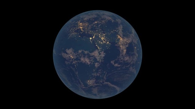 夜间旋转地球 (欧洲和非洲视图)