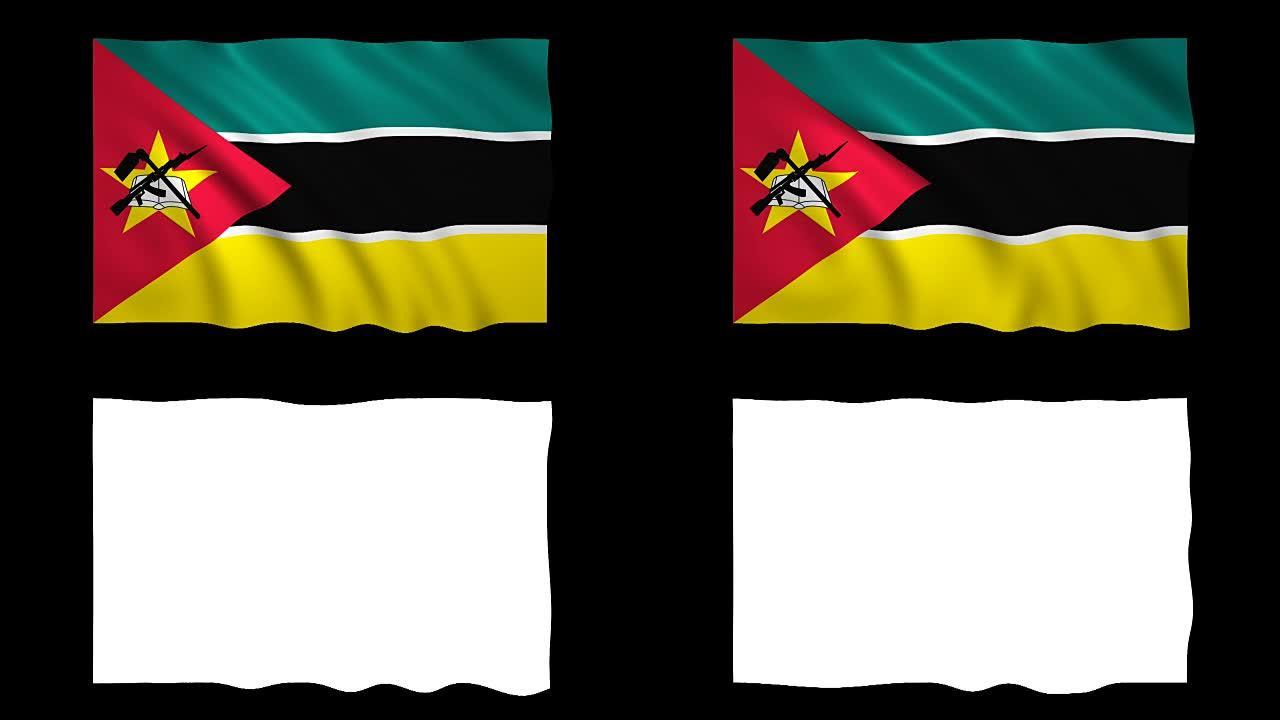 莫桑比克国旗可循环alpha包括-股票视频