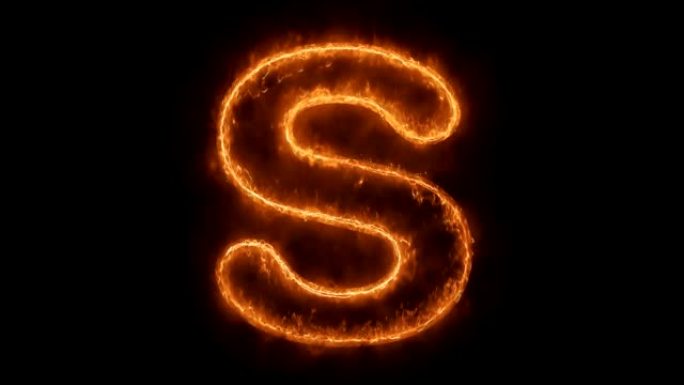 字母表的单词热动画燃烧逼真的火火焰循环。