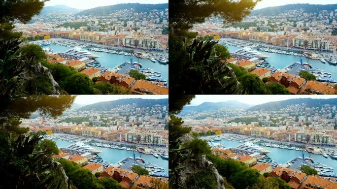 尼斯港的游艇和船只，建筑，夏季城市景观，法国里维埃拉