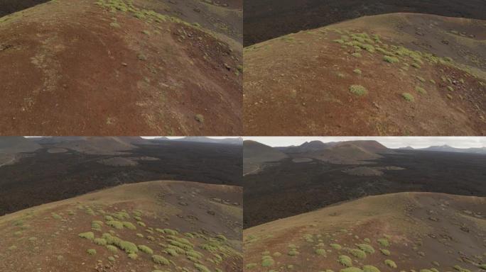 揭示兰萨罗特山脉的空中镜头