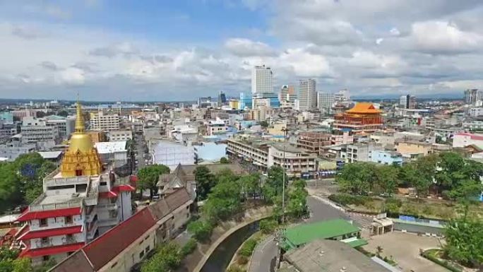 鸟瞰图泰国合艾市城市中心城市地标宣传片