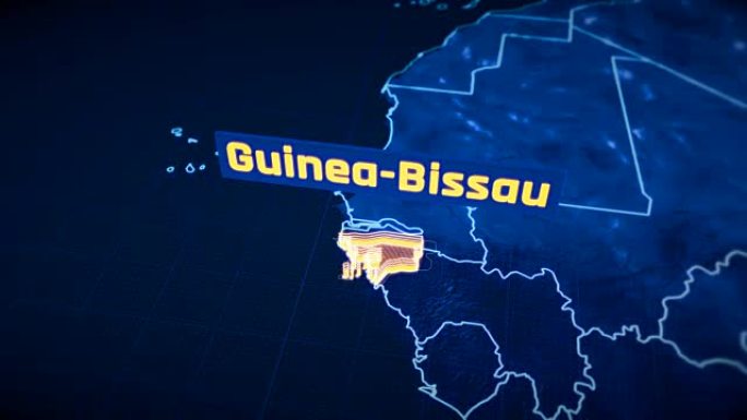 几内亚比绍国家边界三维可视化，现代地图轮廓，旅行
