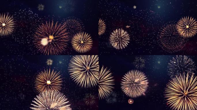4k美丽的烟花表演为背景。