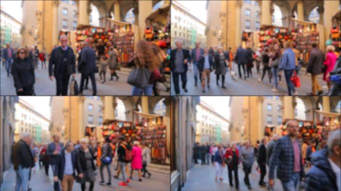 人们游客在意大利佛罗伦萨购物。