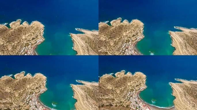 浅滩,克里特岛,希腊。空中无人机拍摄。