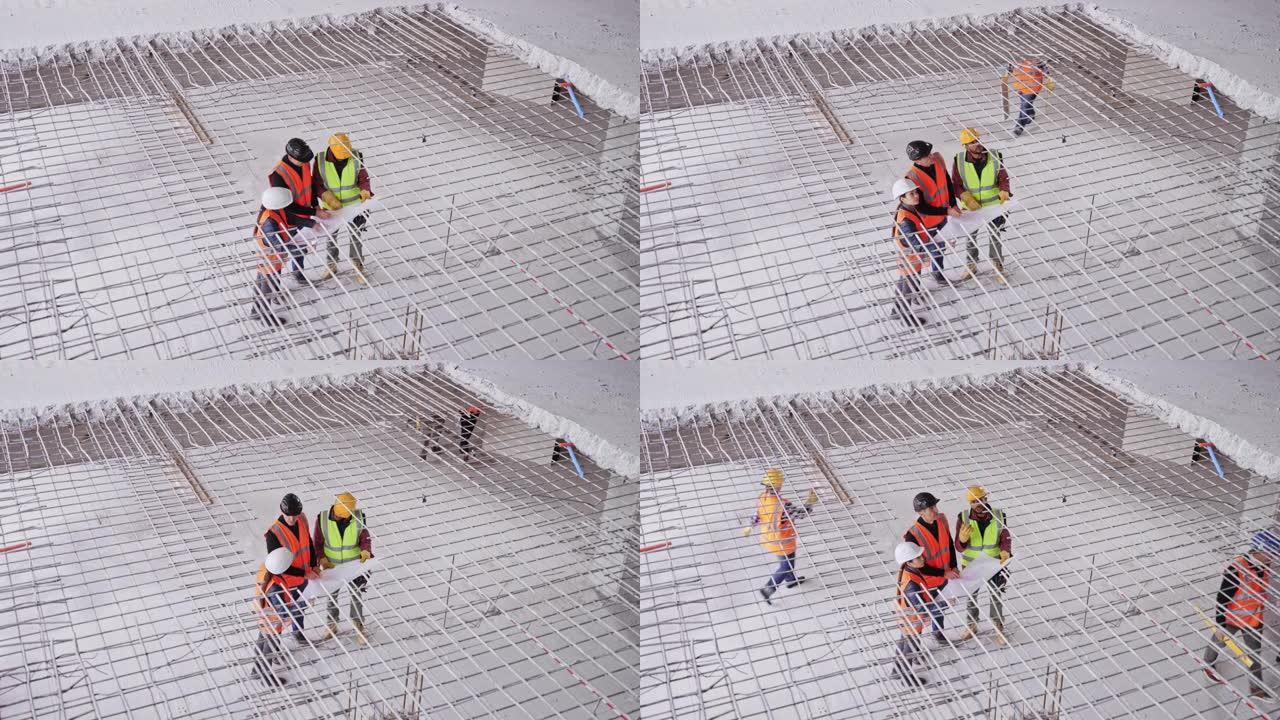 LD建筑师和工头在在建建筑物的底层讲话