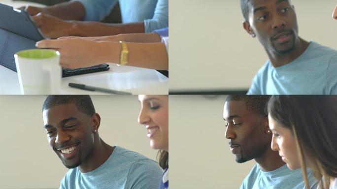 小型企业工人在讲话