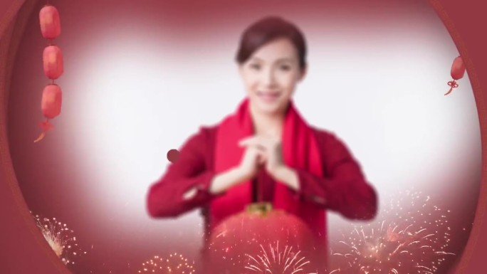 红色喜庆新年祝福边框片头