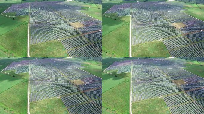 德克萨斯州奥斯汀太阳能电池板农场34兆瓦系统延时云穿过太阳能收集器