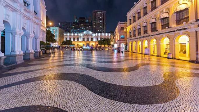 4k延时: 澳门历史街区的景色，澳门是前葡萄牙殖民城市，现在是旅游的热门目的地