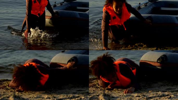 黑人女性，救生艇降落，沉船幸存，悲剧