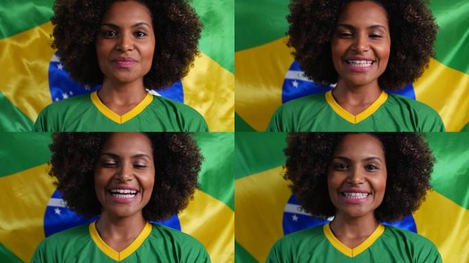 巴西女球迷用国旗庆祝