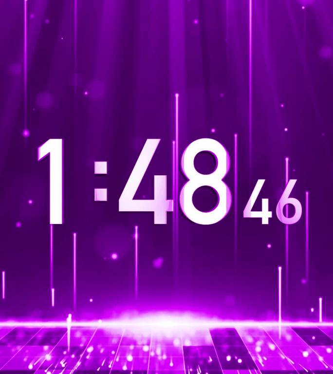 高端粉紫色3分钟液晶倒计时毫秒竖屏