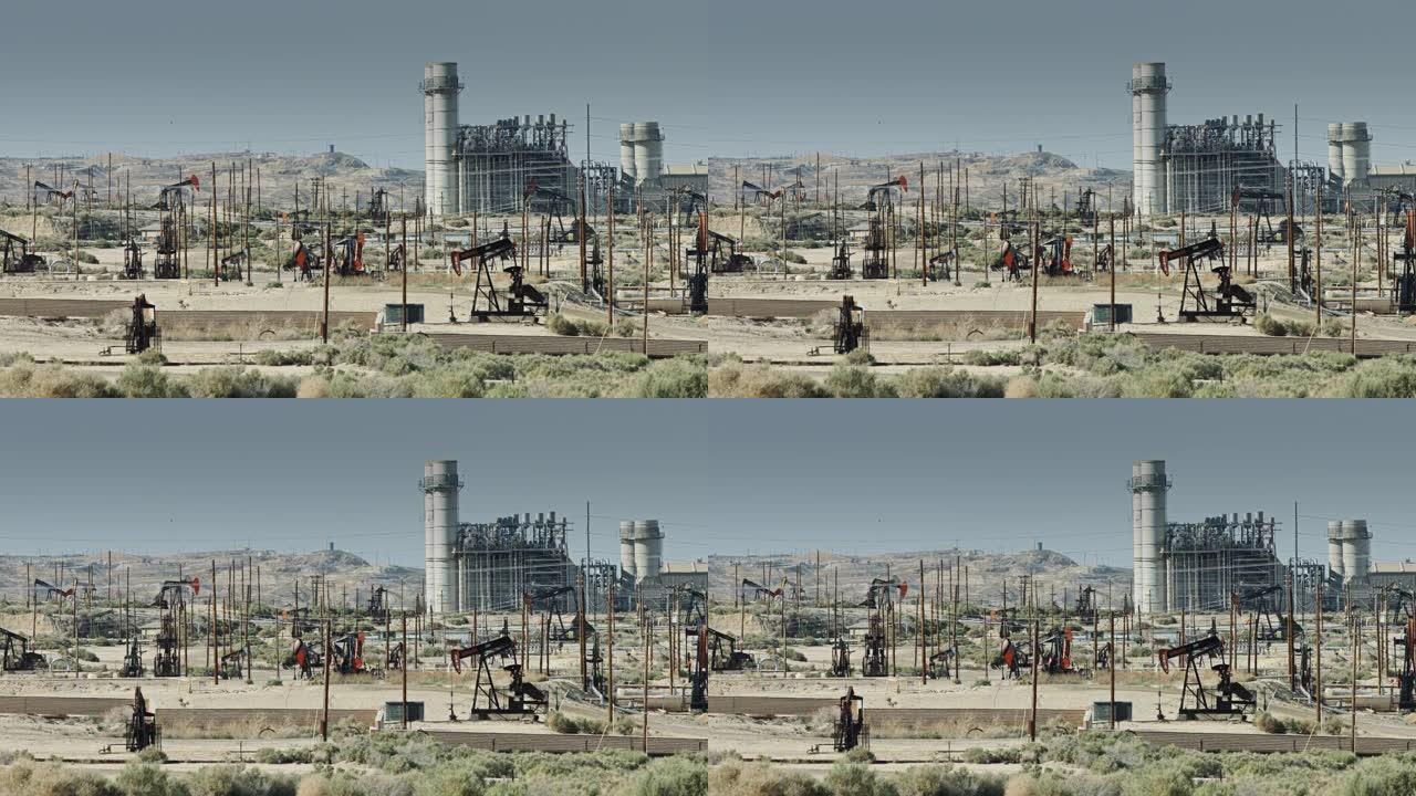 加利福尼亚沙漠中的泵千斤顶和炼油厂