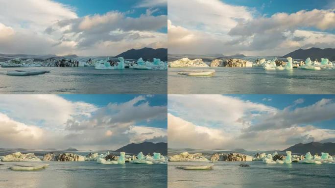 Joulsarlon冰川泻湖的4k延时。