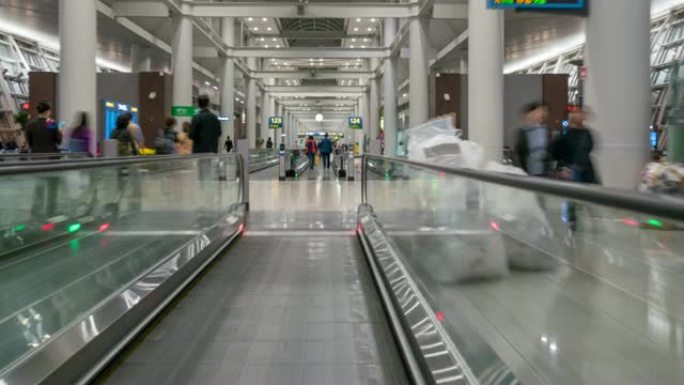 在仁川国际机场整洁的韩国首尔市行走的人过度流失