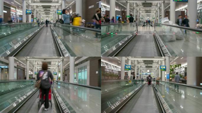 在仁川国际机场整洁的韩国首尔市行走的人过度流失