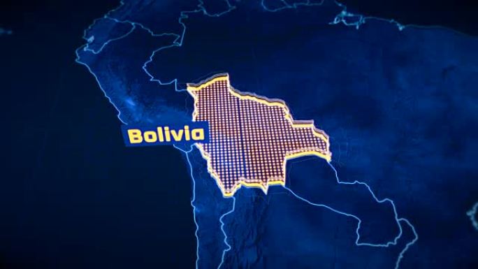 玻利维亚国家边界3D可视化，现代地图轮廓，旅行