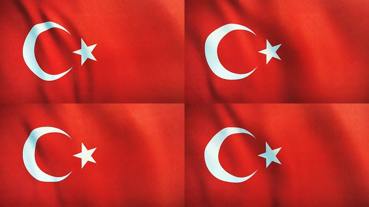 4k土耳其高度详细的国旗-可循环