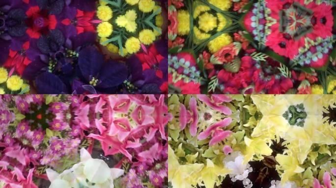 五颜六色的万花筒变幻变化背景素材鲜花花朵