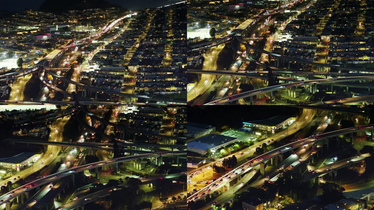 夜景，旧金山-鸟瞰图