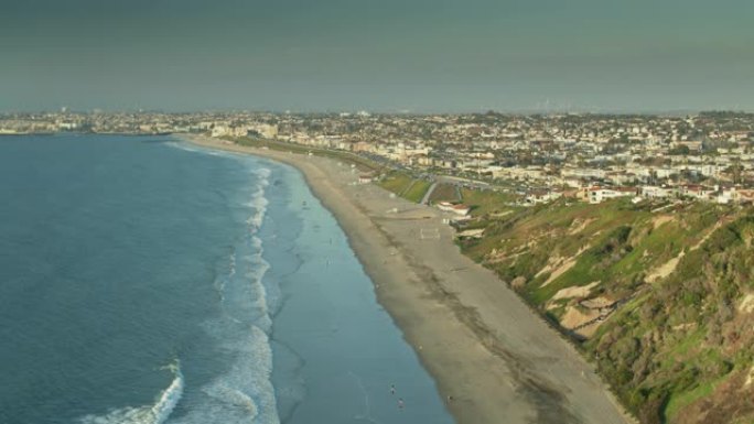 洛杉矶南湾海岸线和城市景观-无人机拍摄