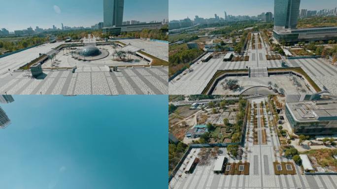 4k湖北武汉商务区地铁站穹顶穿越机