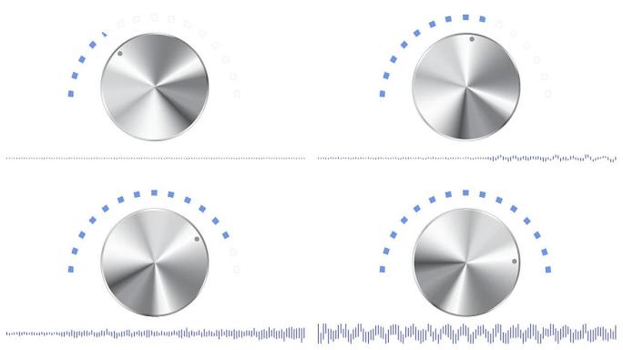 音量旋钮在白色背景上随声波移动