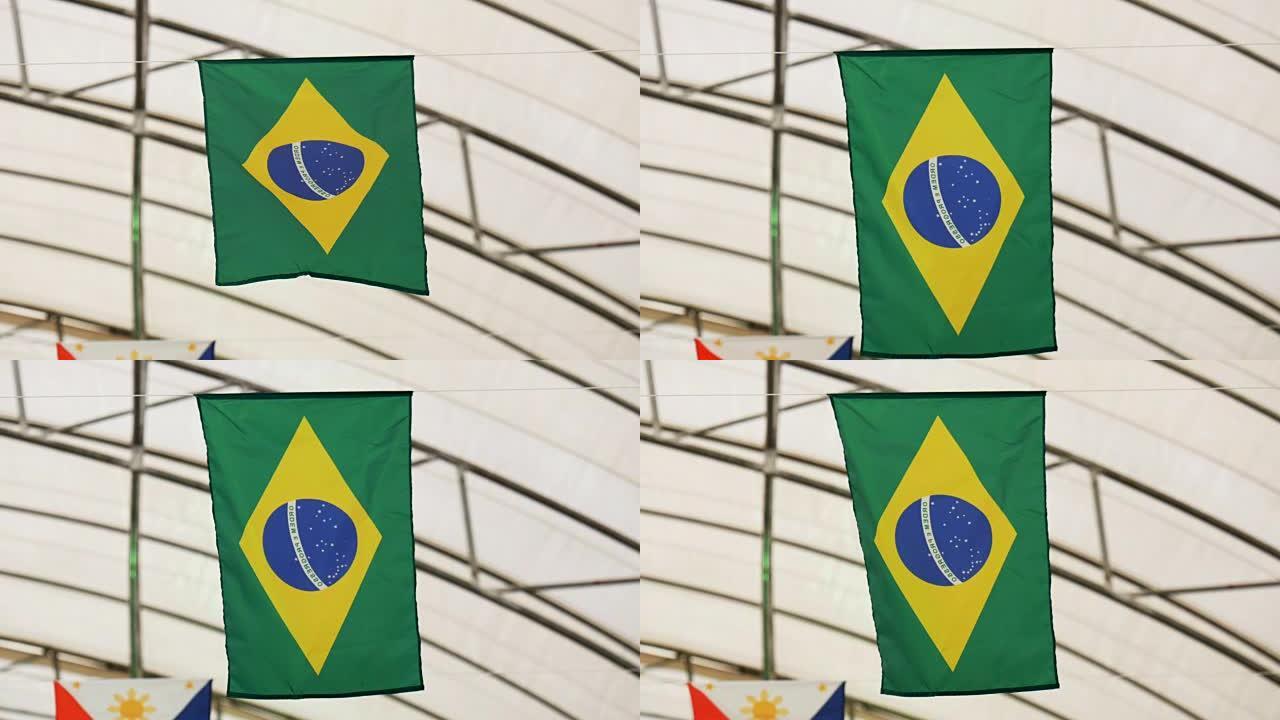 挥舞着巴西的织物旗