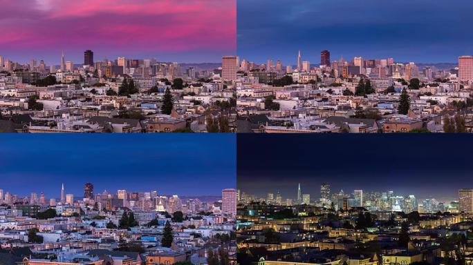 生动的旧金山日落-时间流逝