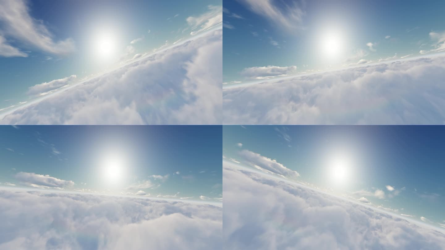云层云朵云彩云端穿梭穿越蓝天白云背景素材