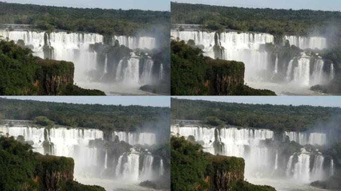伊瓜苏瀑布，在巴西和阿根廷的边界上。