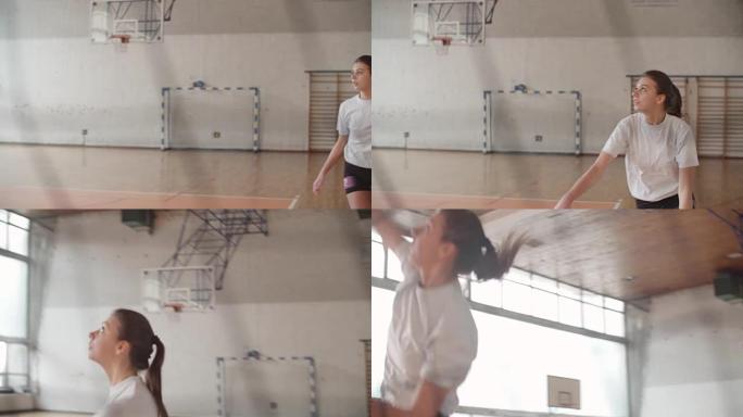 体育排球中的女性青年女子运动员跳跃扣篮室