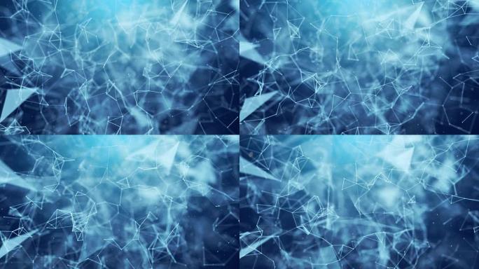 蓝色抽象静态结构的点、线和三角形电影空间商业背景Plexus抽象网络技术科学连通线和点无缝循环动画