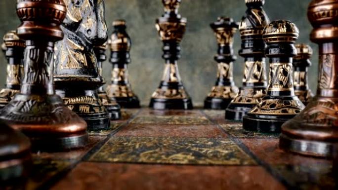 旧货国际象棋超级宏观特写